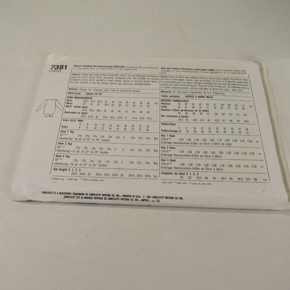 Simplicitiy 7381 Sewing Pattern EASY Shirt UNCUT 10-18 - Picture 7 of 8